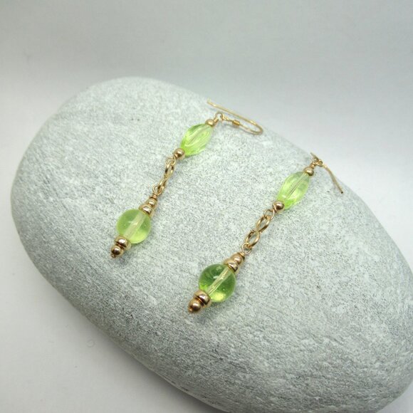 14k gold filled and Uranium glass bead earrings - Picture 5 of 9